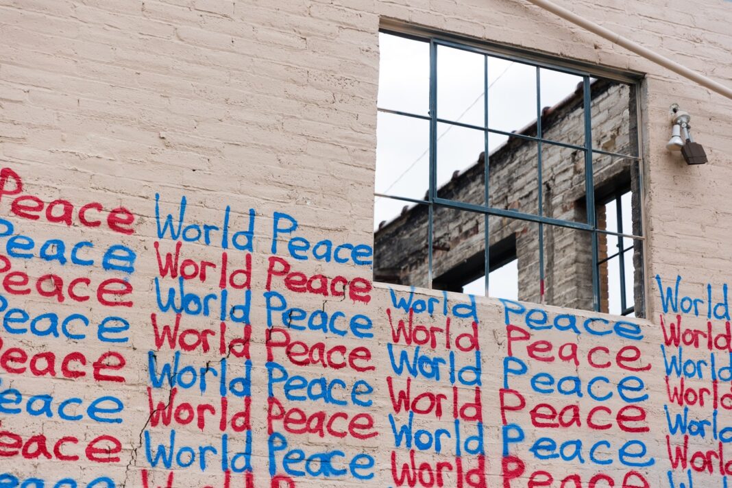 world peace sign on wall